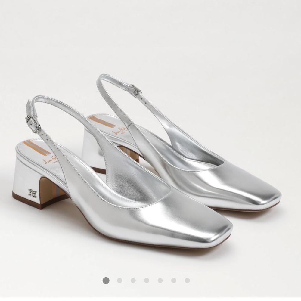 Sam Edelman Shiny Silver Slingback Heels